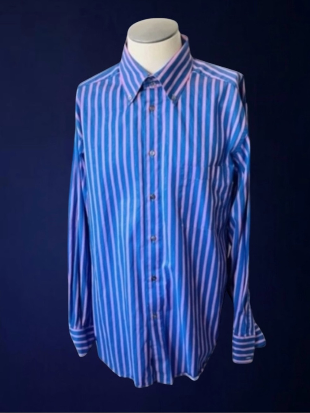 ERMENEGILDO ZEGNA STRIPPED LONG SLEEVE BUTTON DOWN SHIRT SIZE XL